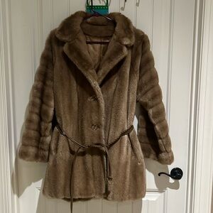 Tissavel France Brown Faux Fur Coat